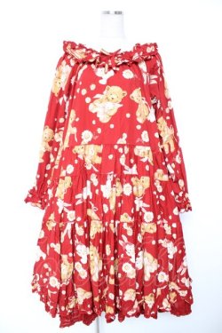 画像1: PINK HOUSE / ひな菊ロンドプリントミディ丈ワンピース F 赤 Y-25-12-25-152-LO-OP-SZ-ZY