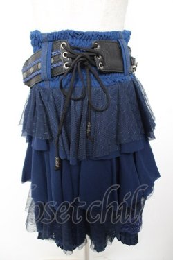 画像3: Ozz oneste / ベルト付きチュールレースフリルスカート  紺 Y-25-12-25-161-OO-SK-SZ-ZY