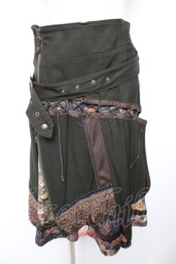 画像1: Ozz oneste / 2WAYギミック柄和スカート  カーキグリーン Y-25-12-25-164-OO-SK-SZ-ZY