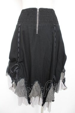 画像2: Ozz Croce / 裾プリーツギャザーフリルスカート  黒 Y-25-12-25-165-OO-SK-SZ-ZY