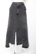 axes femme NOSTALGIE / 裾レースデニムスカート M 黒 Y-25-12-25-170-AX-SK-SZ-ZY