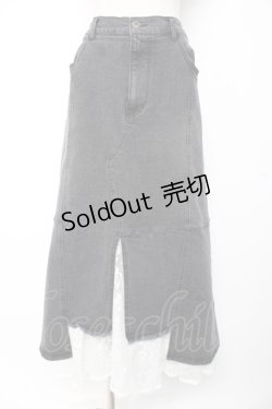 画像1: axes femme NOSTALGIE / 裾レースデニムスカート M 黒 Y-25-12-25-170-AX-SK-SZ-ZS