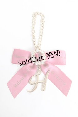 画像1: Maison de FLEUR / イニシャルリボンビジューチャーム  ダークピンク Y-25-12-27-003-LO-ZA-SZ-ZY