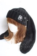 REFLEM / 安全ピン付きうさ耳ニットキャップ F ブラック Y-25-12-27-031-PU-AC-SZ-ZY