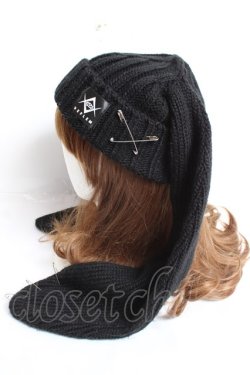 画像2: REFLEM / 安全ピン付きうさ耳ニットキャップ F ブラック Y-25-12-27-031-PU-AC-SZ-ZY