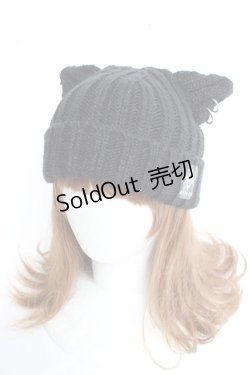 画像1: REFLEM / リングピアス付き猫耳ニット帽 F ブラック Y-25-12-27-032-PU-AC-SZ-ZY
