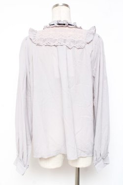 画像2: axes femme / ブローチ付ヴィンテージブラウス L グレー Y-25-12-27-045-AX-BL-SZ-ZY