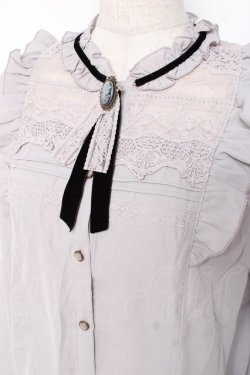 画像4: axes femme / ブローチ付ヴィンテージブラウス L グレー Y-25-12-27-045-AX-BL-SZ-ZY