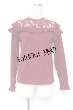 画像1: axes femme / 肩フリルリブカットソー M ワイン Y-25-12-27-048-AX-TO-SZ-ZY