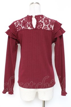 画像2: axes femme / 肩フリルリブカットソー M ワイン Y-25-12-27-048-AX-TO-SZ-ZY