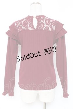 画像2: axes femme / 肩フリルリブカットソー M ワイン Y-25-12-27-048-AX-TO-SZ-ZY