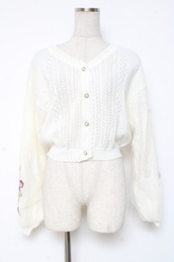 画像1: axes femme / フラワーブーケ刺繍カーデ M 生成り Y-25-12-27-049-AX-TO-SZ-ZY