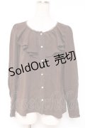 axes femme / シャボ付きラッフルブラウス M 茶 Y-25-12-27-050-AX-BL-SZ-ZS