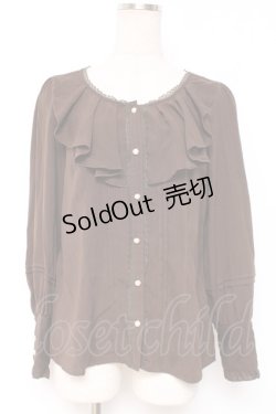 画像1: axes femme / シャボ付きラッフルブラウス M 茶 Y-25-12-27-050-AX-BL-SZ-ZS