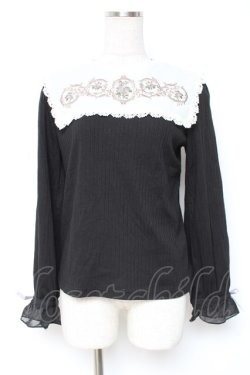 画像1: axes femme / 薔薇刺繍入襟セットトップス F 黒 Y-25-12-27-051-AX-TO-SZ-ZY