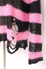 画像3: REFLEM / ダメージボーダーニット F ブラック×ピンク Y-25-12-27-058-PU-TO-SZ-ZT631 (3)