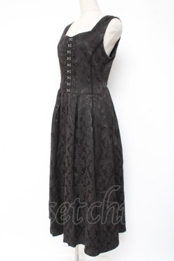 画像2: axes femme / コルセット風ジャカードジャンパースカート M 黒 Y-25-12-27-062-AX-OP-SZ-ZY