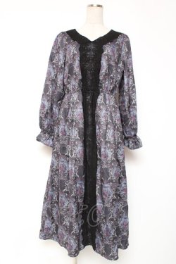 画像1: axes femme / ローズガーランド柄ロングワンピース F 黒 Y-25-12-27-063-AX-OP-SZ-ZY