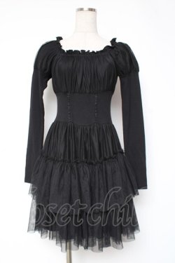 画像1: Sheglit / チュールティアードワンピース M ブラック Y-25-12-27-070-EL-OP-SZ-ZY