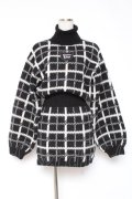 TRAVAS TOKYO / チェック柄ジャカードニットワンピース F ブラック Y-25-12-27-076-PU-OP-SZ-ZY