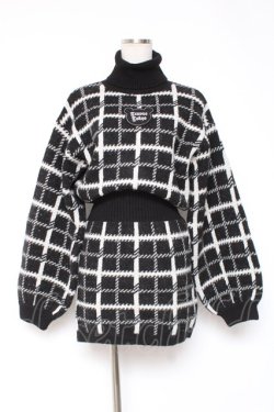 画像1: TRAVAS TOKYO / チェック柄ジャカードニットワンピース F ブラック Y-25-12-27-076-PU-OP-SZ-ZY