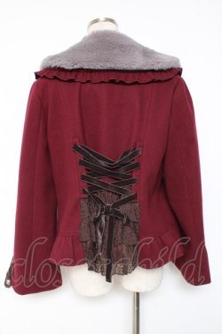 画像3: axes femme / ファー襟付編上ショートコート F ワイン Y-25-12-27-080-AX-CO-SZ-ZY