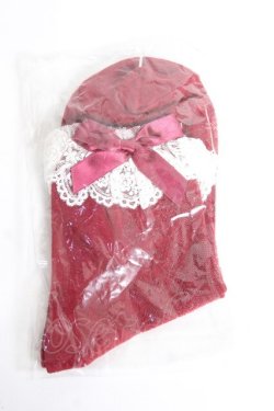 画像1: axes femme kawaii / 透かしレースアップ柄ソックス  赤 Y-25-12-27-011-AX-ZA-SZ-ZY