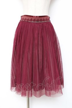 画像1: axes femme / チュール重ね柄スカート M ワイン Y-25-12-27-088-AX-SK-SZ-ZY