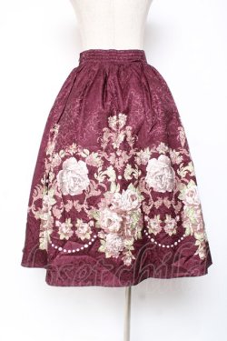 画像2: axes femme NOSTALGIE / 薔薇パネル柄ジャガードスカート F ワイン Y-25-12-27-090-AX-SK-SZ-ZY