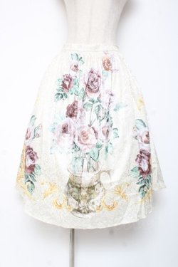 画像1: axes femme NOSTALGIE / フラワーベース柄ミディスカート F 生成り Y-25-12-27-091-AX-SK-SZ-ZY