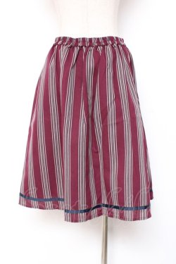 画像2: axes femme POETIQUE / グログランテープレジメンタルフレアスカート  ワイン Y-25-12-27-092-AX-SK-SZ-ZY