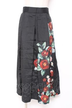 画像1: axes femme / 椿柄ロングスカート F 黒 Y-25-12-27-096-AX-SK-SZ-ZY