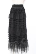 axes femme POETIQUE / ティアードフリルロングスカート M 黒 Y-25-12-27-097-AX-SK-SZ-ZY