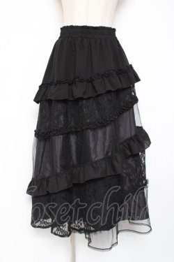画像1: axes femme / チュールレースティアードスカート F 黒 Y-25-12-27-098-AX-SK-SZ-ZY