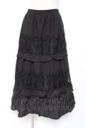 axes femme NOSTALGIE / コットンティアードスカート M 黒 Y-25-12-27-101-AX-SK-SZ-ZY