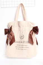 画像1: Maison de FLEUR / EC限定ボアダブルリボントートバッグ F ベージュ Y-25-12-27-020-LO-BG-SZ-ZTK040 (1)