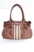 axes femme / レース使い編み上げバッグ  茶 Y-25-12-27-025-AX-BG-SZ-ZY