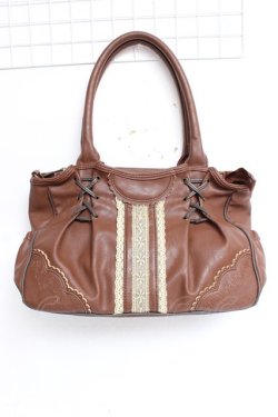 画像1: axes femme / レース使い編み上げバッグ  茶 Y-25-12-27-025-AX-BG-SZ-ZY