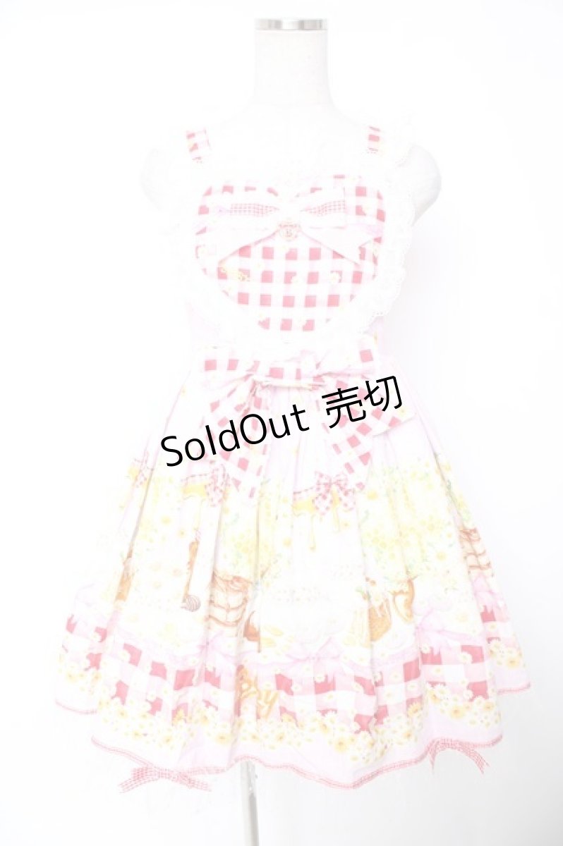 画像1: BABY, THE STARS SHINE BRIGHT / Bee My Sweet Honey柄ハートヨークジャンパースカート  ピンク Y-25-12-28-017-BA-OP-SZ-ZY (1)