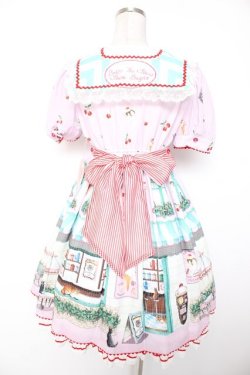 画像2: BABY, THE STARS SHINE BRIGHT / Kitten’s Sweet Cherries Cafe Diner柄ワンピース  ピンク Y-25-12-28-018-BA-OP-AS-ZY