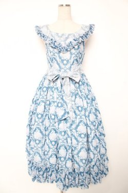 画像1: berry&wood / Hoshibako Works×berry&wood 紫陽花の咲く頃襟付きジャンパースカート M ブルー Y-25-12-28-024-LO-OP-SZ-ZY