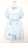 Hoshibako Works / ストロベリー・リボンブーケ　ギンガムチェックパフワンピース  サックス Y-25-12-28-026-LO-OP-SZ-ZY