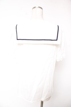 画像2: ALICE and the PIRATES / La brise chantanteセーラーカラーブラウス  ホワイト×ネイビー Y-25-12-28-038-PA-BL-SZ-ZY