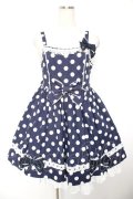 Angelic Pretty / ポルカドットジャンパースカート  紺 Y-25-12-28-006-AP-OP-SZ-ZY