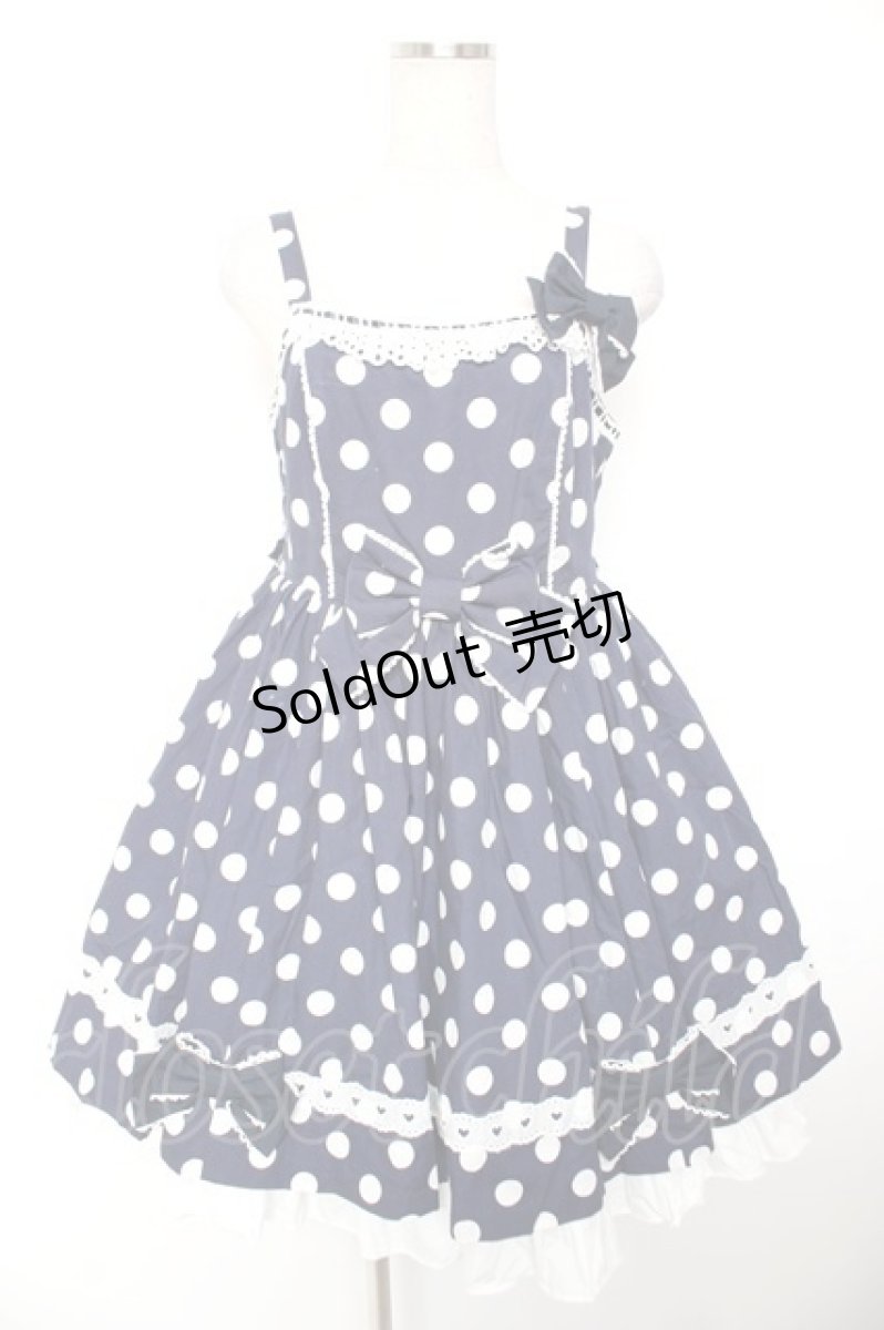 画像1: Angelic Pretty / ポルカドットジャンパースカート  紺 Y-25-12-28-006-AP-OP-SZ-ZS (1)