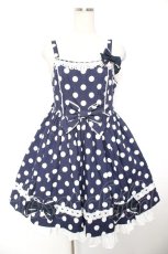 画像1: Angelic Pretty / ポルカドットジャンパースカート  紺 Y-25-12-28-006-AP-OP-SZ-ZS (1)
