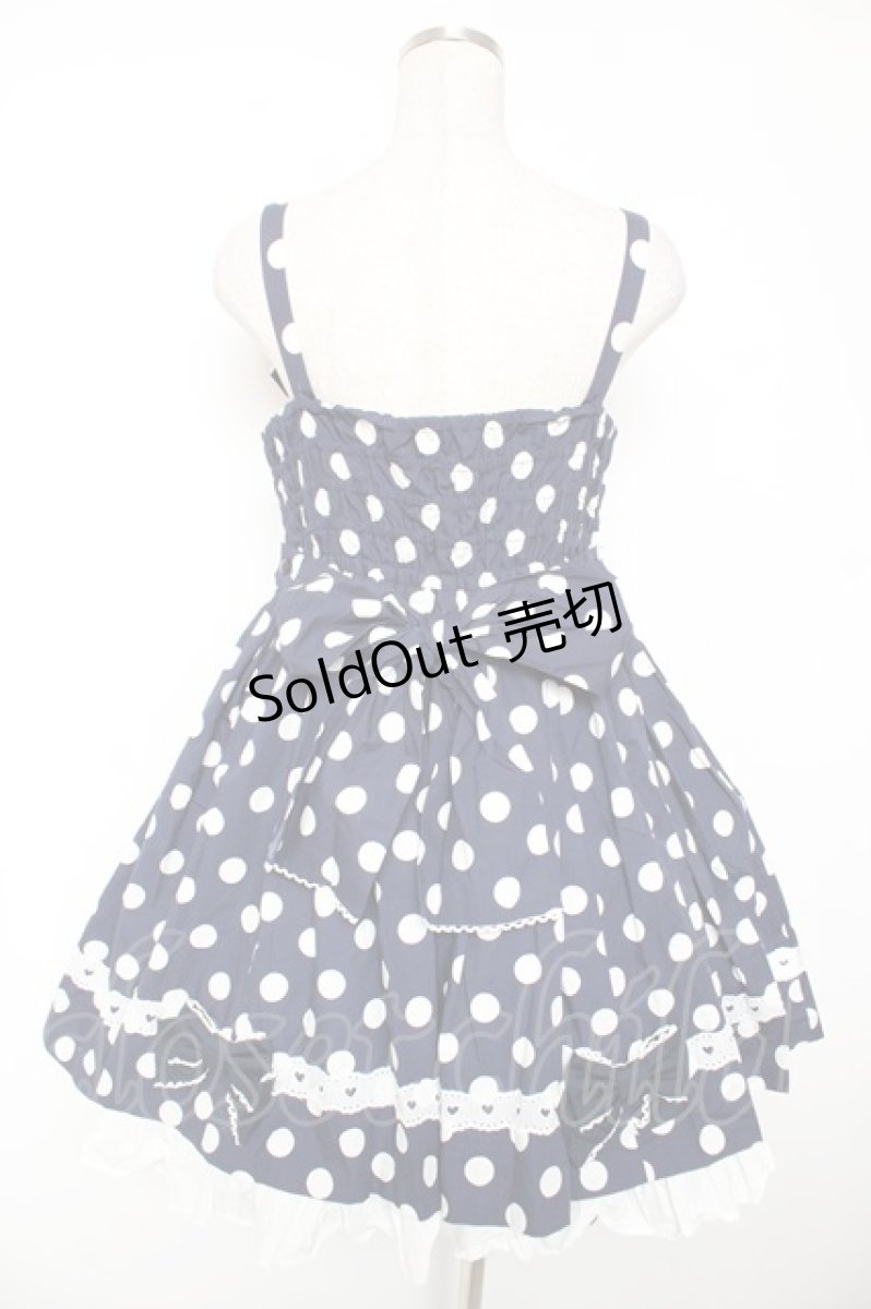 画像2: Angelic Pretty / ポルカドットジャンパースカート  紺 Y-25-12-28-006-AP-OP-SZ-ZS (2)