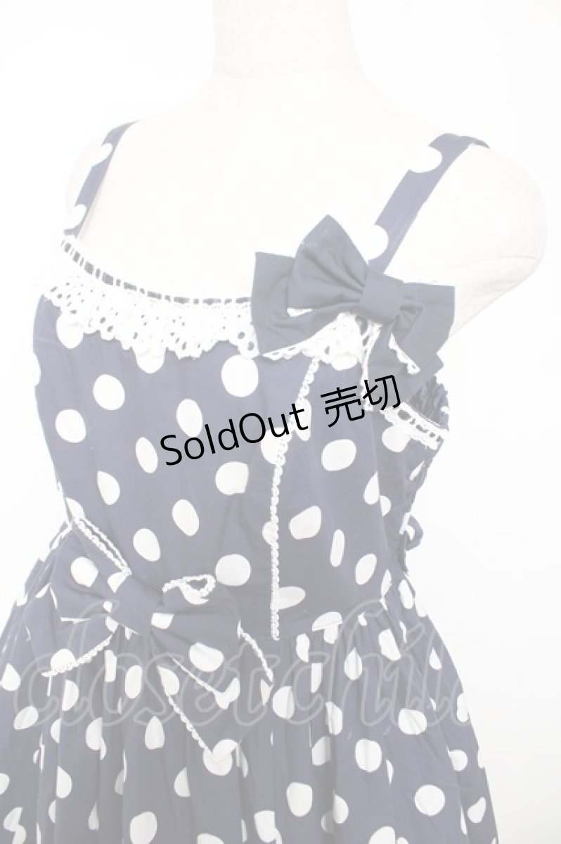 画像3: Angelic Pretty / ポルカドットジャンパースカート  紺 Y-25-12-28-006-AP-OP-SZ-ZS (3)
