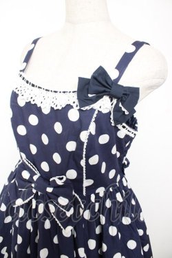 画像3: Angelic Pretty / ポルカドットジャンパースカート  紺 Y-25-12-28-006-AP-OP-SZ-ZY