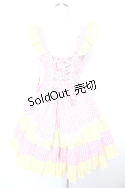 画像2: Angelic Pretty / ギンガムシャーベットジャンパースカート  ピンク×イエロー Y-25-12-28-002-AP-OP-SZ-ZY